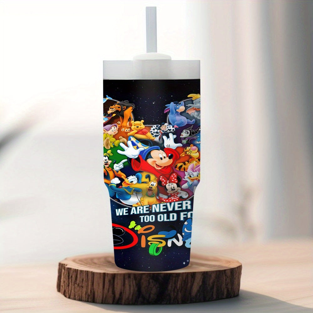 14oz Stainless Steel Tumbler with Cartoon Character Print, Insulated Hot & Cold Drink Cup, BPS-Free, with Straw, for Car, Home, Gift for Family & Friends, Suitable for Ages 14+, Hand Wash Only