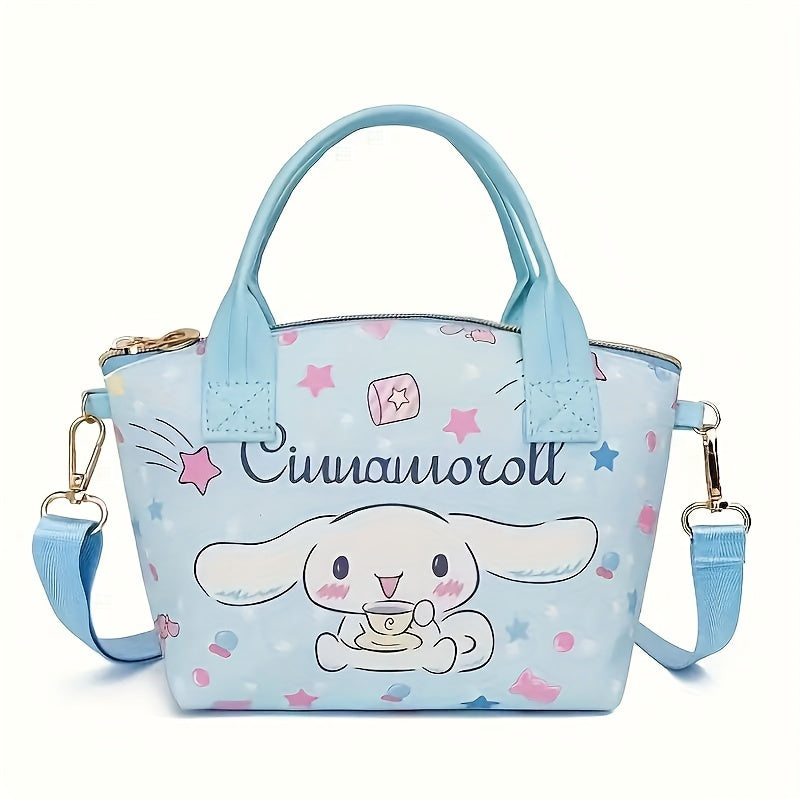 Adorable, Sanrio Kuromi & Hello Kitty Fashion Tote - Cute Cartoon Shoulder Bag with Multiple Compartments, Durable Polyester, Perfect for Daily Commute