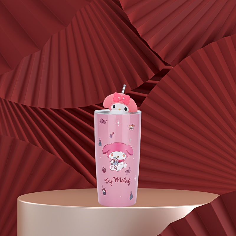 Sanrio Series Kt Cat Yugui Dog Kuromi Melody Outdoor Cup 20.29oz Straw Cup Double-layer Large Capacity Vacuum Cup Car Coffee Cup