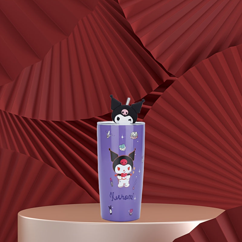 Sanrio Series Kt Cat Yugui Dog Kuromi Melody Outdoor Cup 20.29oz Straw Cup Double-layer Large Capacity Vacuum Cup Car Coffee Cup