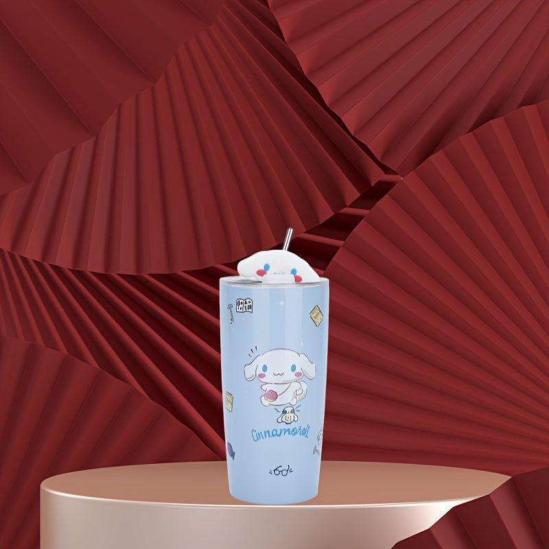 Sanrio Series Kt Cat Yugui Dog Kuromi Melody Outdoor Cup 20.29oz Straw Cup Double-layer Large Capacity Vacuum Cup Car Coffee Cup