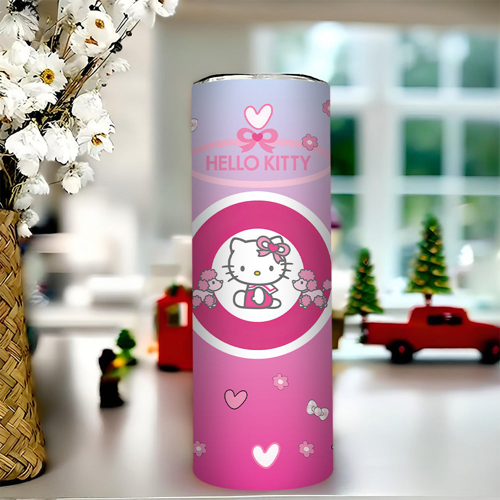 For Hello Kitty Stainless Steel Tumbler with Lid and Straw, 20 oz Insulated Water Bottle, Durable Drinkware, with Lid and Straw for Outdoor, Travel, Birthday, Christmas, New Year, Valentine'S Day Gift