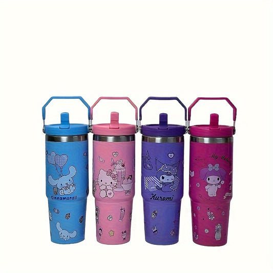 Sanrio Hello Kitty & Friends 30oz Insulated Stainless Steel Tumbler - Leakproof, Portable for Travel, Sports, Fitness | Cute My Melody & Cinnamoroll Designs | Ideal for Car Use