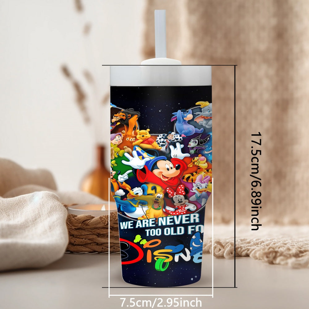 14oz Stainless Steel Tumbler with Cartoon Character Print, Insulated Hot & Cold Drink Cup, BPS-Free, with Straw, for Car, Home, Gift for Family & Friends, Suitable for Ages 14+, Hand Wash Only