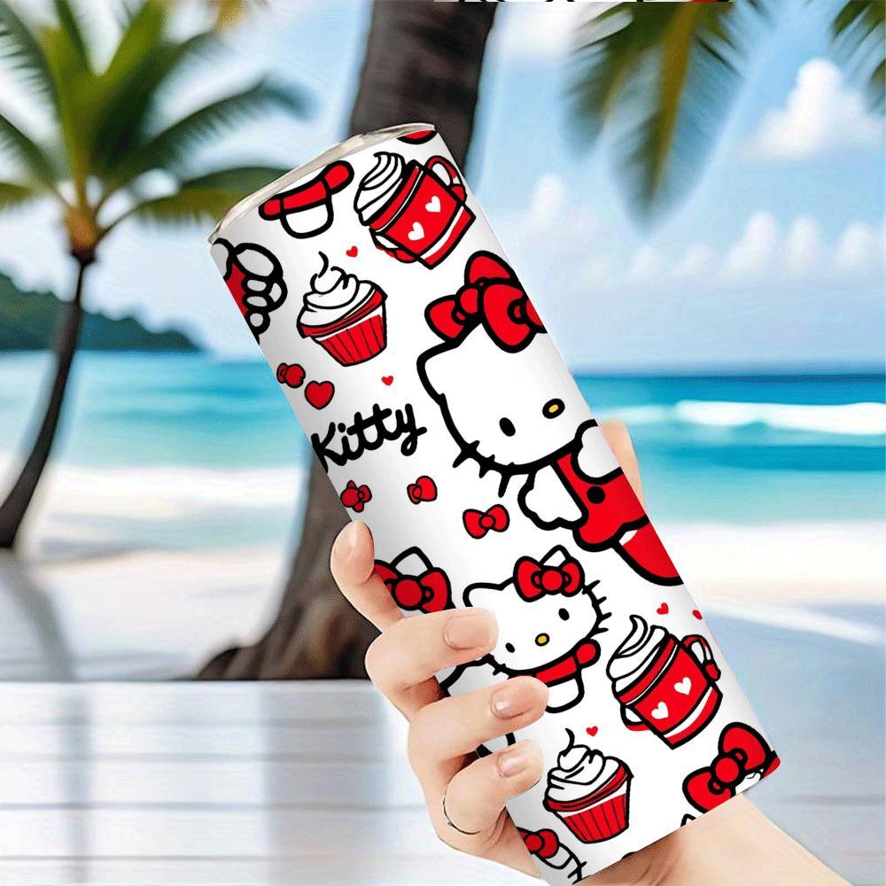 1pc Hello Kitty Stainless Steel Tumbler with Straw, Insulated Travel Mug, Durable Beverage Cup, with Straw for Cold/Hot Drinks, for Home & Outdoor Use, Ideal Gift for Friends