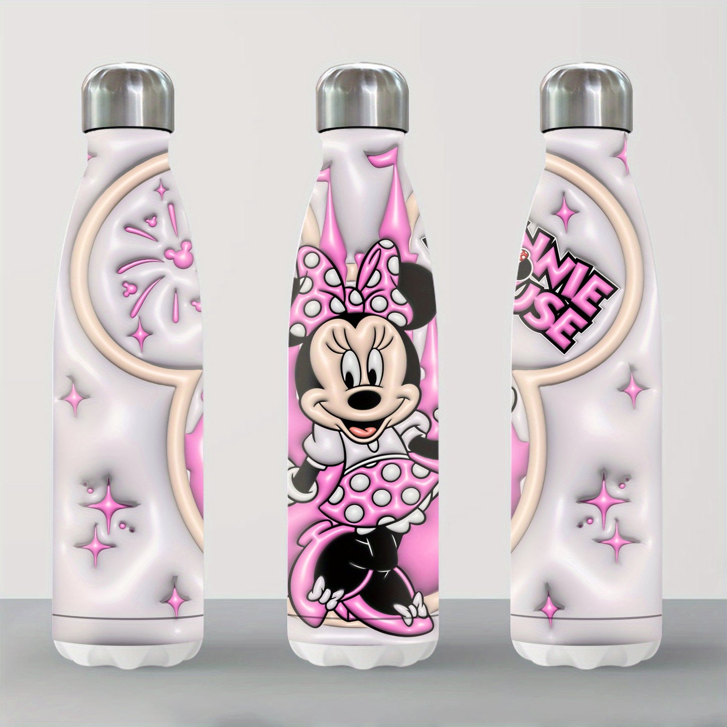 Disney Minnie Mouse 18oz Stainless Steel Insulated Soda Bottle - Leakproof, Double-Walled for Hot & Cold Drinks, Perfect Christmas Gift for Family and Friends