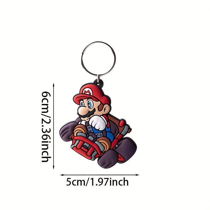 Super Mario Drift Keychain - Cute Cartoon Silicone Charm for Backpacks & Wallets, Perfect Gift for Super Mario Fans | Fun Birthday Party Accessory