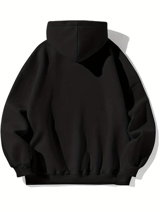 Eivnevi Rapboy! Men'S Fashion Hooded Sweatshirt, with Plush Bonnet and Rope, Suitable for Autumn and Winter Style, Black