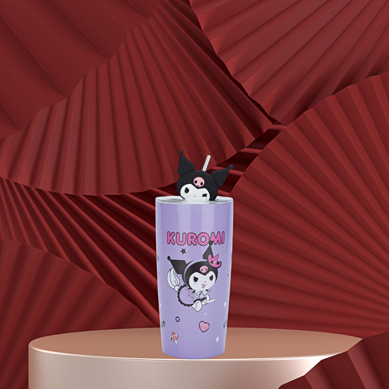 Sanrio Series Kt Cat Yugui Dog Kuromi Melody Outdoor Cup 20.29oz Straw Cup Double-layer Large Capacity Vacuum Cup Car Coffee Cup
