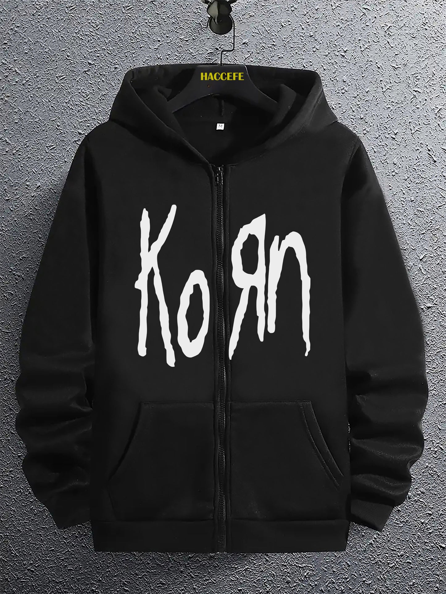 1pc Men'S Fashion Casual Pullover Hoodie with Letter Print, Long Sleeve Zip-Up Hooded Jacket with Kangaroo Pocket, Polyester Stretch Fabric, Regular Fit for All Seasons