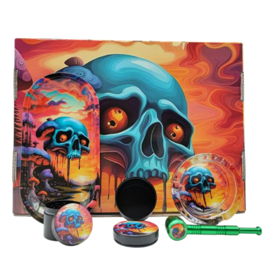 Psychedelic Skull Smoking Accessories Set – Cosmic Collection