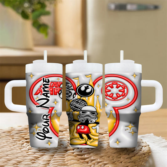 1pc Stainless Steel Tumbler with Handle and Straw, Cartoon Character Design, BPA-Free, Leak-Proof, Ideal for Coffee & Cold Drinks, with Handle and Straw, for Family & Friends, Perfect Gift for Christmas, Halloween, Valentine'