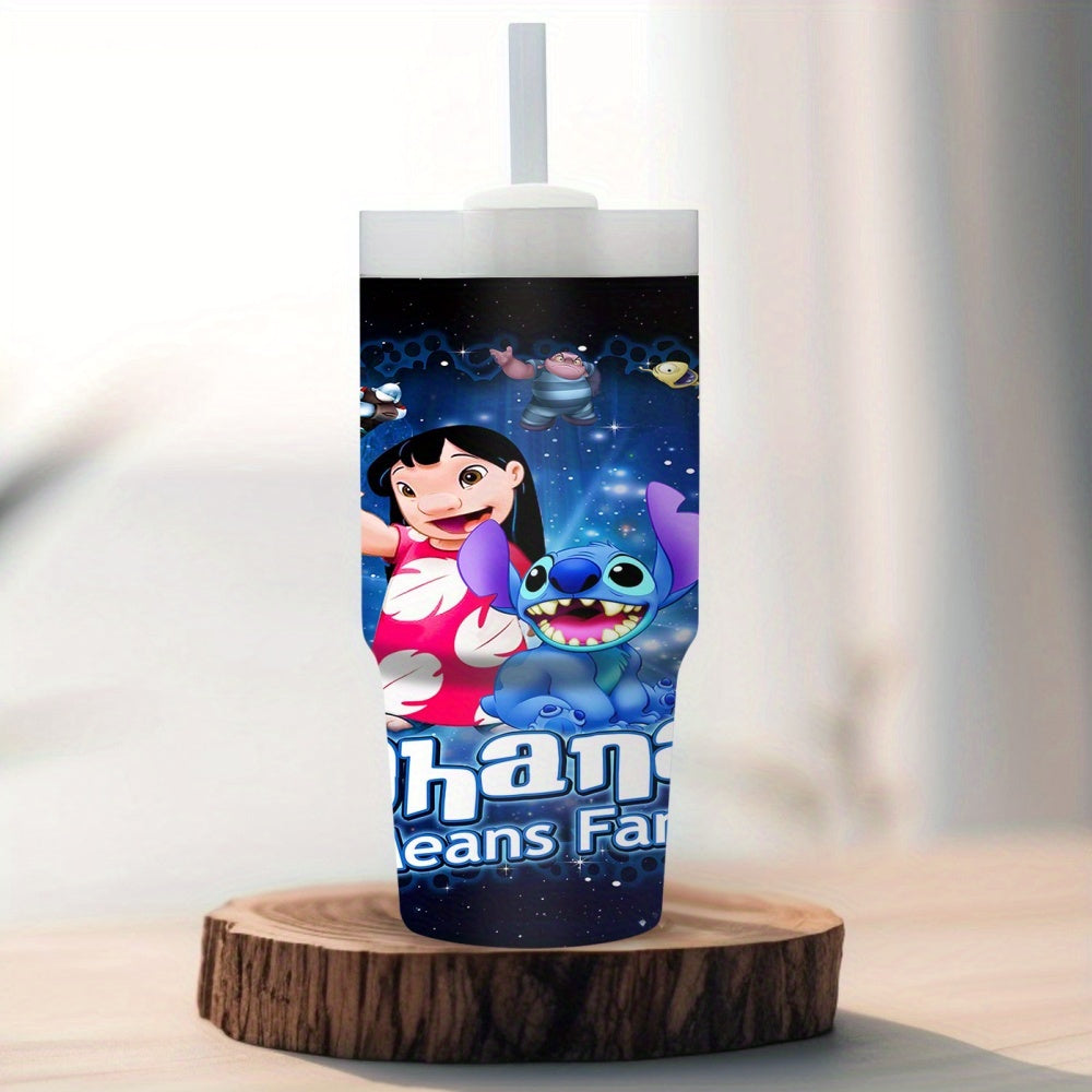 14oz Stainless Steel Tumbler, Cartoon Character Design, Double-Wall Vacuum Insulated Travel Mug, BPS-Free, Hand Wash Only, with Straw for Home and Car Use, Ideal Gift for Family and Friends
