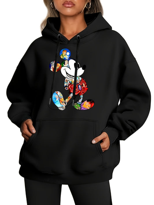 Large Size Cartoon Sweatshirt Hooded Sweatshirt Print Pullover Fashion Tops Winter Fall Outfits Comfortable And Fashionable Suitable for Sports And Daily Life 550g