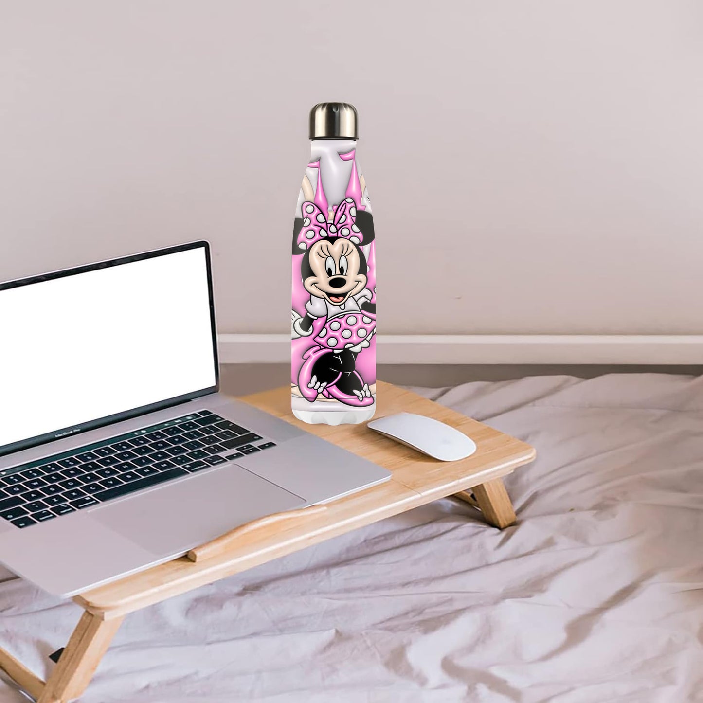 Disney Minnie Mouse 18oz Stainless Steel Insulated Soda Bottle - Leakproof, Double-Walled for Hot & Cold Drinks, Perfect Christmas Gift for Family and Friends