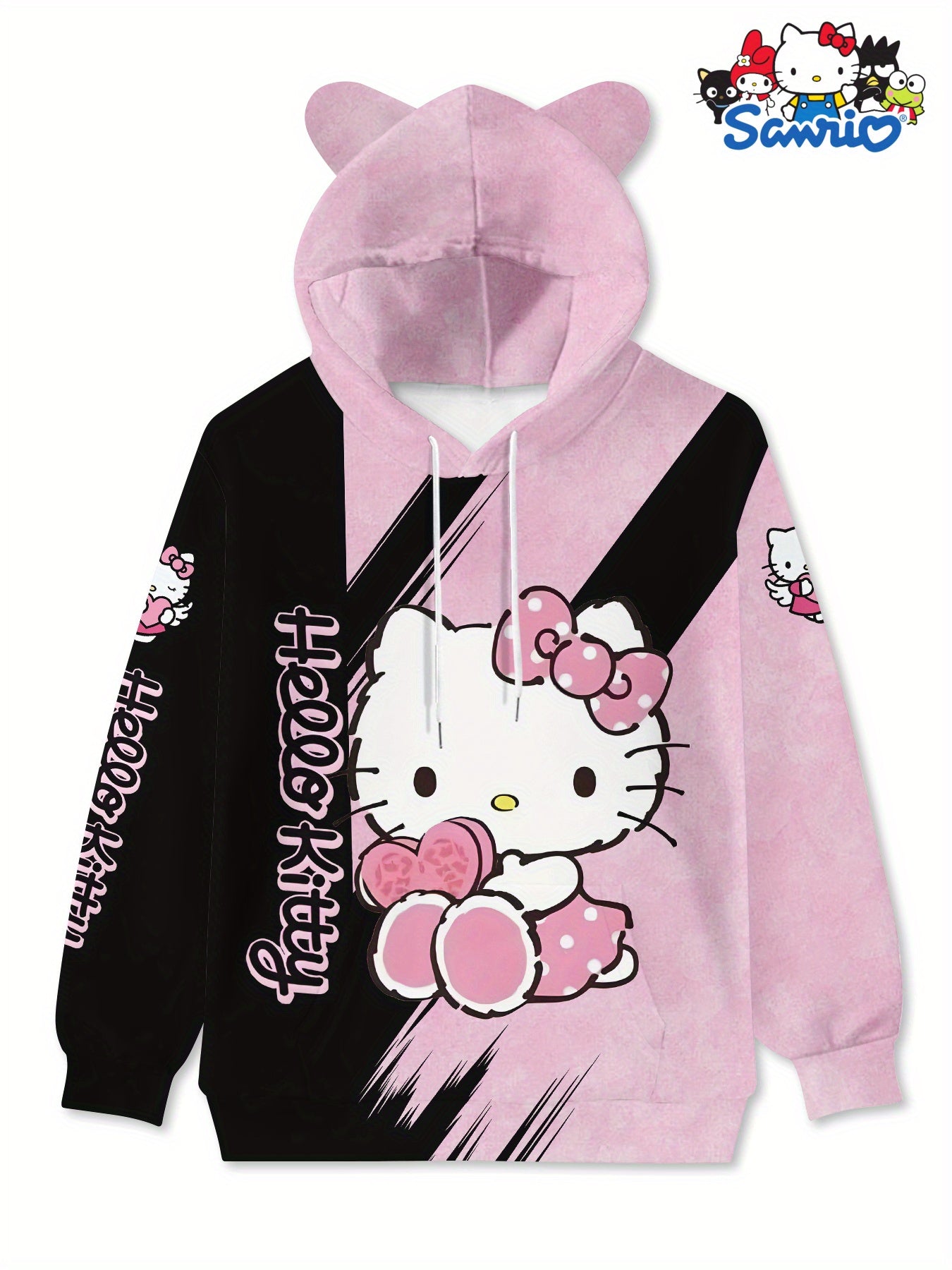 Sanrio Licensed Hello Kitty Women'S Hoodie, Novelty Cat Sweatshirt with Pockets, Adult Long Sleeve Hoodie