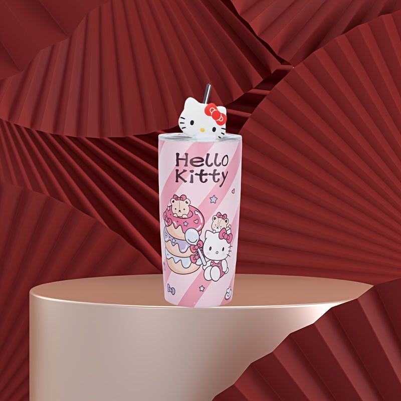 Sanrio Series Kt Cat Yugui Dog Kuromi Melody Outdoor Cup 20.29oz Straw Cup Double-layer Large Capacity Vacuum Cup Car Coffee Cup
