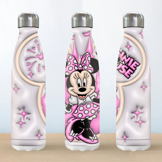 Disney Minnie Mouse 18oz Stainless Steel Insulated Soda Bottle - Leakproof, Double-Walled for Hot & Cold Drinks, Perfect Christmas Gift for Family and Friends
