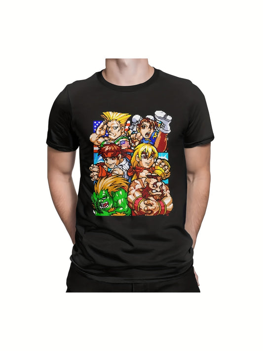 STREET Tournament Fighters 2 Boyfriend Tops Akuma Blanka Ken Ryu Sagat Gift T Shirt For Men Short Sleeve Round Neck Tees FIGHTER 220g