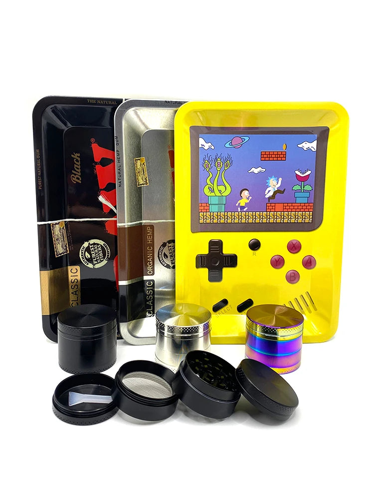 Rolling Tray Plate 40mm Metal Herbal Grass Grinder Kit 18x12.5cm Tinplate Smoking Accessories Gift Smoke Case