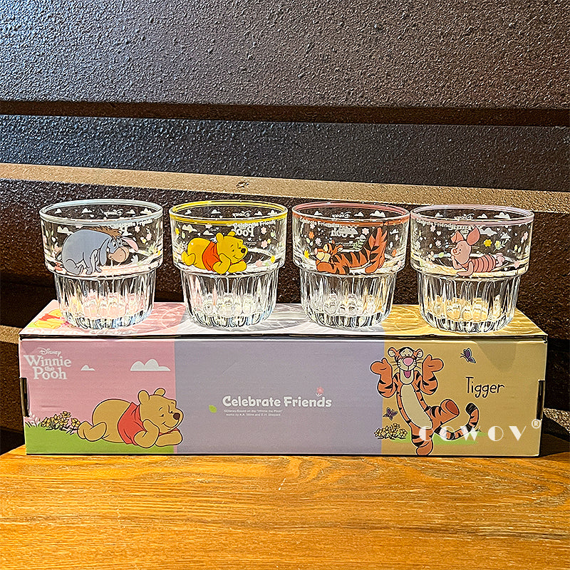 🐻✨ Winnie the Pooh “Celebrate Friends” Glass Cup Set – 4pc