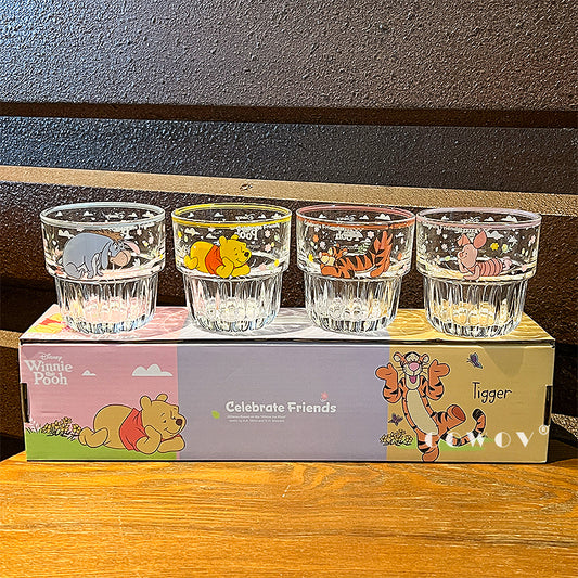 🐻✨ Winnie the Pooh “Celebrate Friends” Glass Cup Set – 4pc