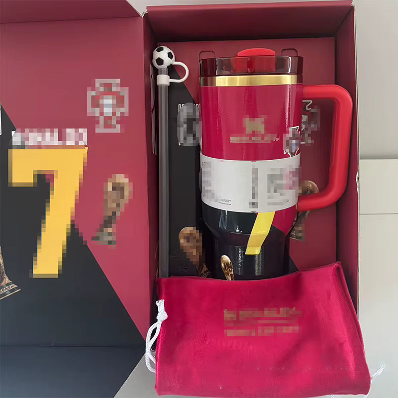 Cristiano Ronaldo #7 Portugal World Cup Tumbler with Straw – Gift Box Set