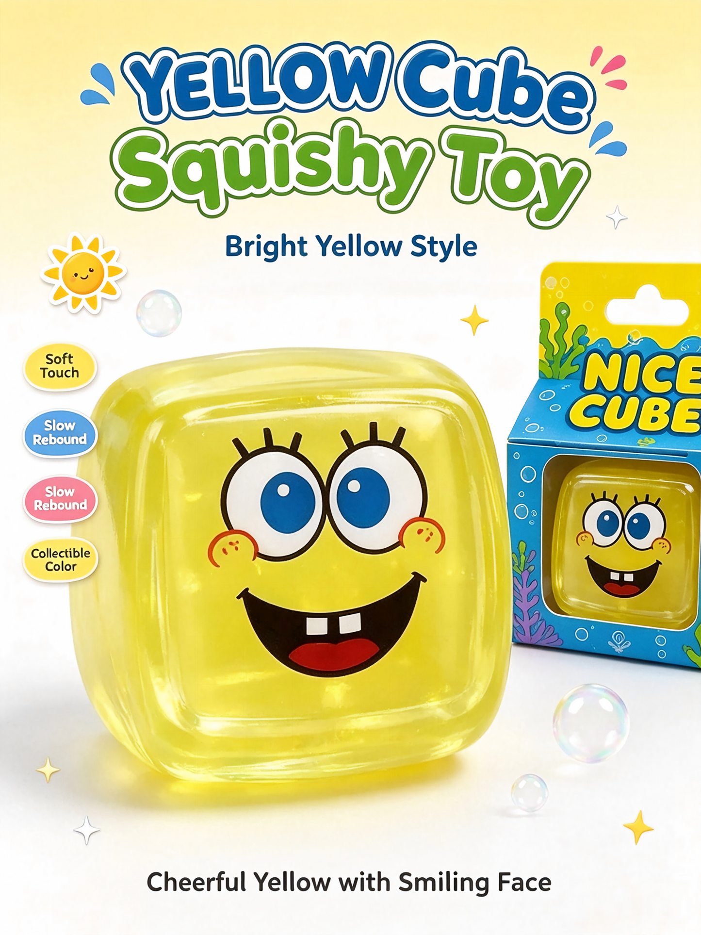 Individually Boxed Cube Squishy Toys – 4-Pack Assorted Colors