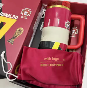 Cristiano Ronaldo #7 Portugal World Cup Tumbler with Straw – Gift Box Set