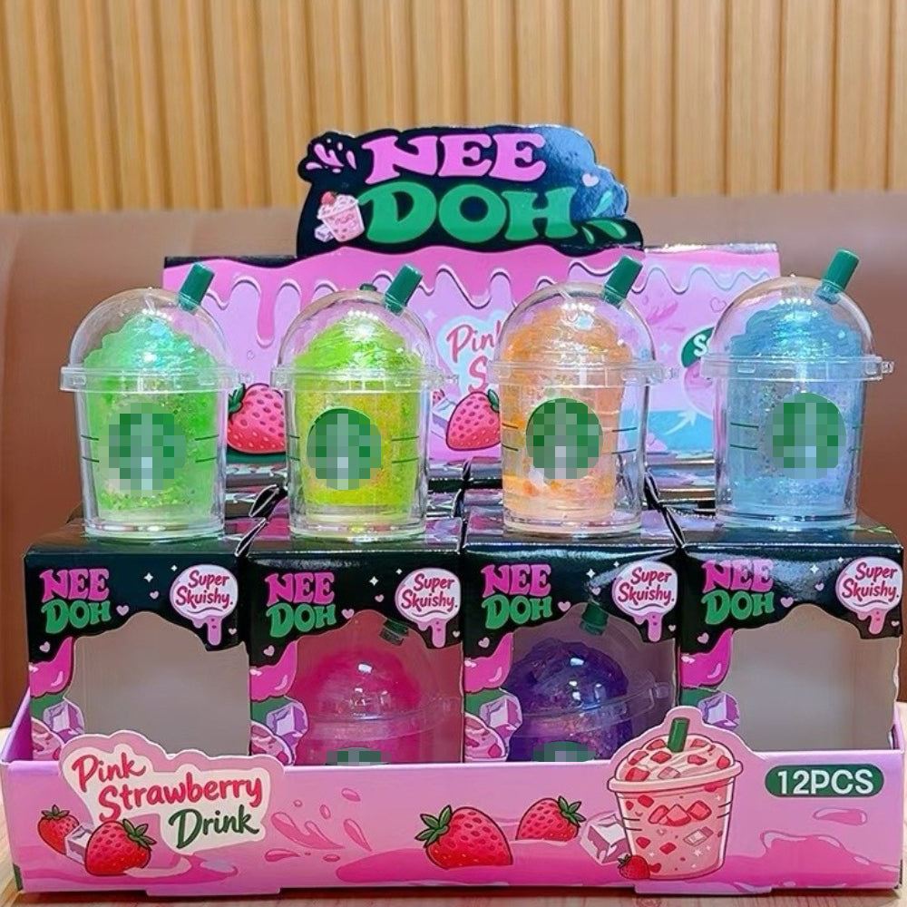 Nee Doh Pink Strawberry Drink Super Skuishy Sensory Toy - 12 Pack