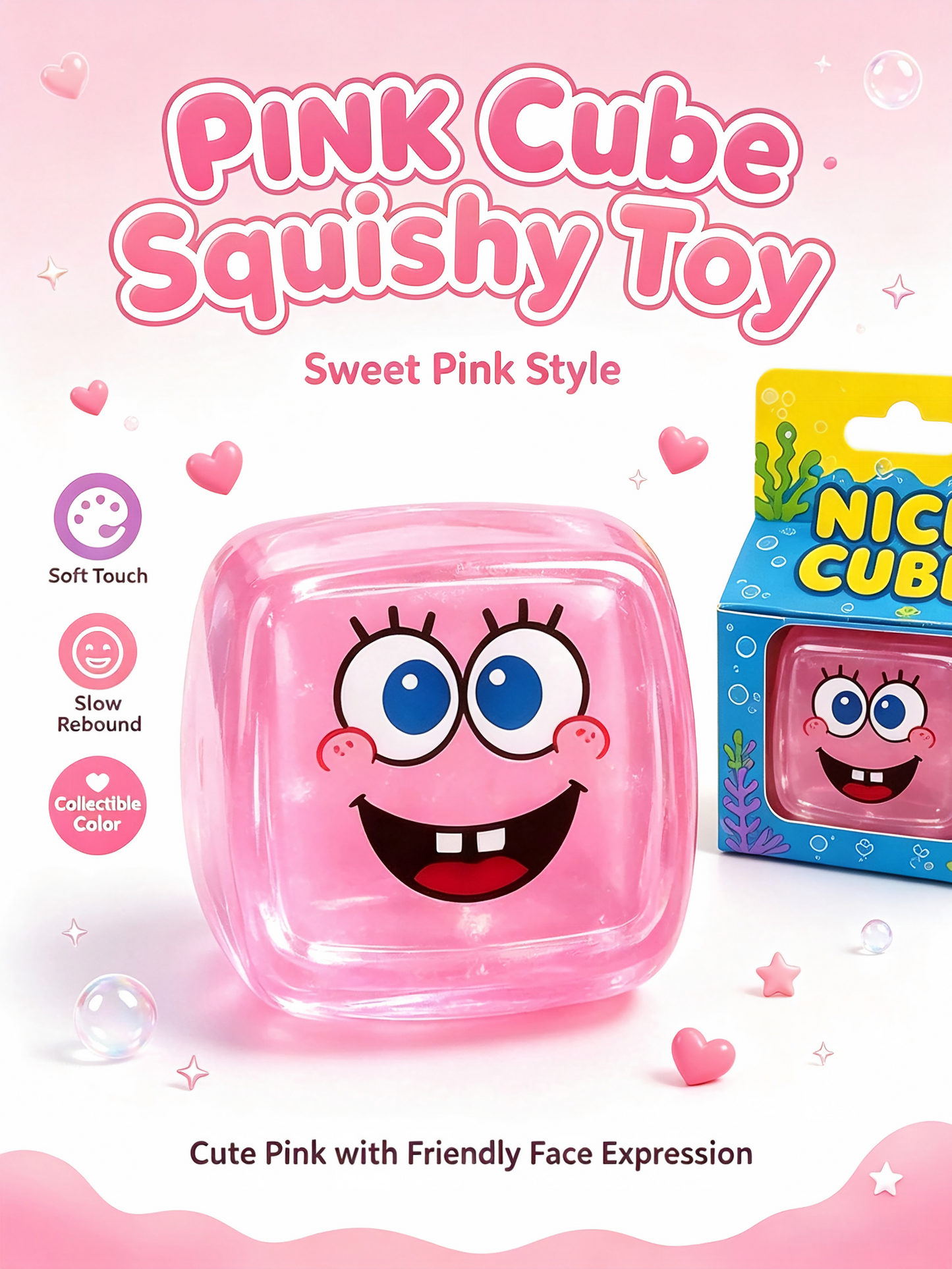 Individually Boxed Cube Squishy Toys – 4-Pack Assorted Colors
