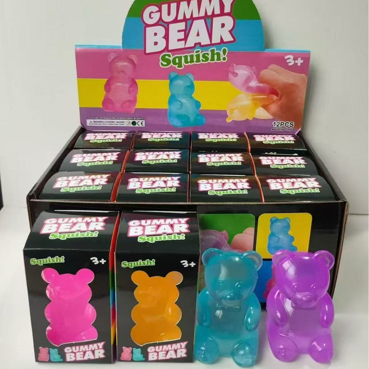 Gummy Bear Squish Toys – 12-Pack Display Box