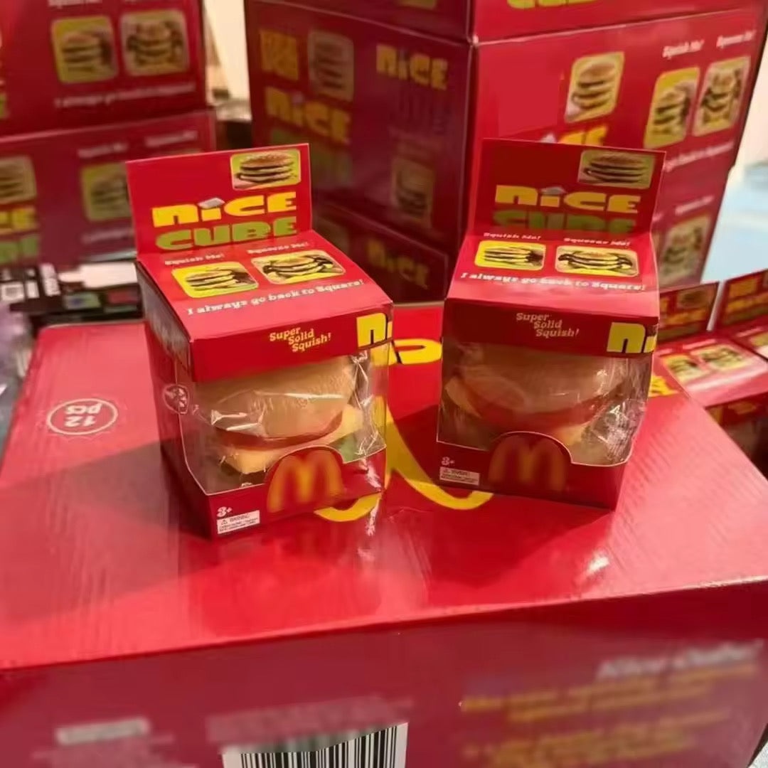 NEE DOH  McDonald's Burger Squeeze Toy Rubber, Stress-relieving, Slow-rebound, Food-themed Toy