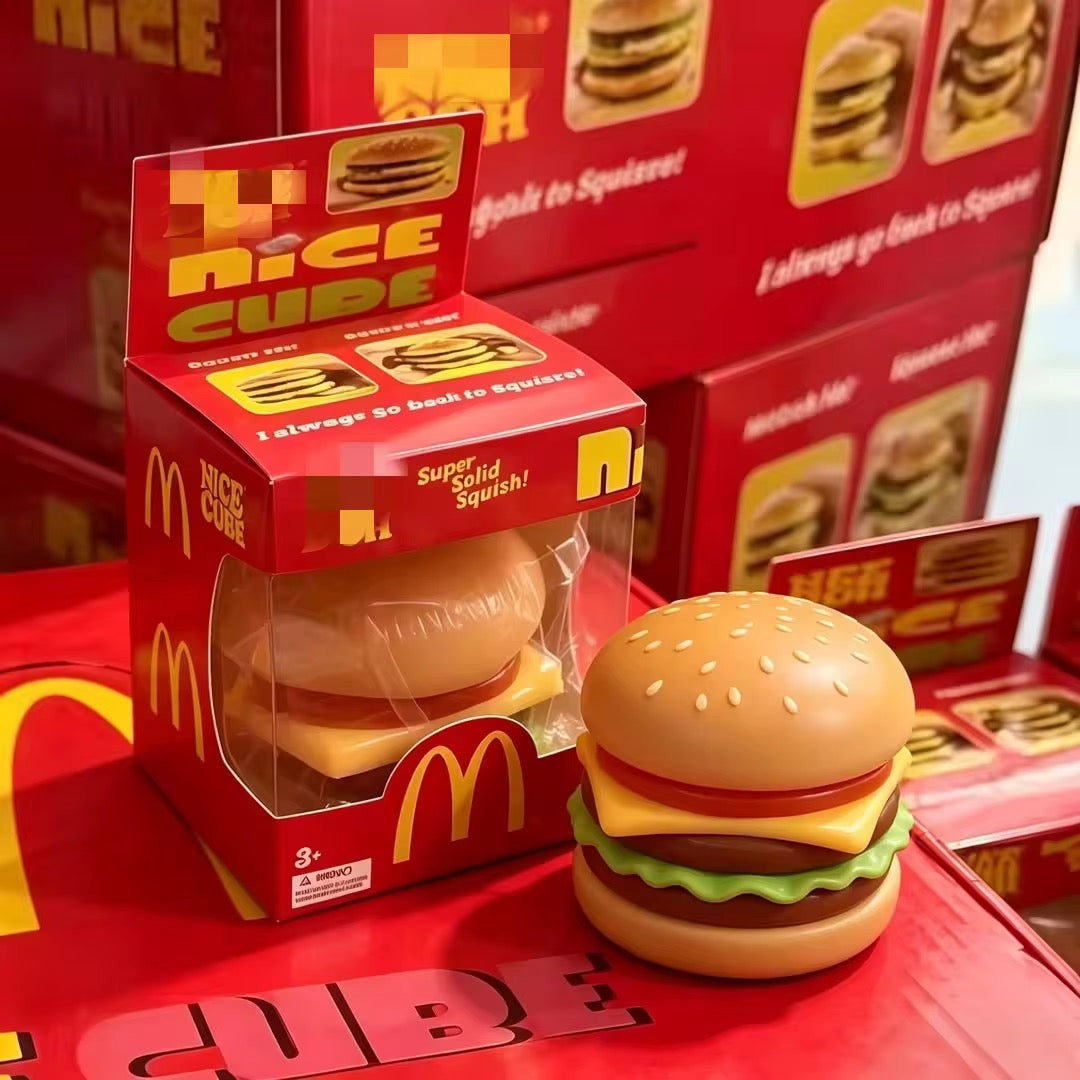 NEE DOH  McDonald's Burger Squeeze Toy Rubber, Stress-relieving, Slow-rebound, Food-themed Toy