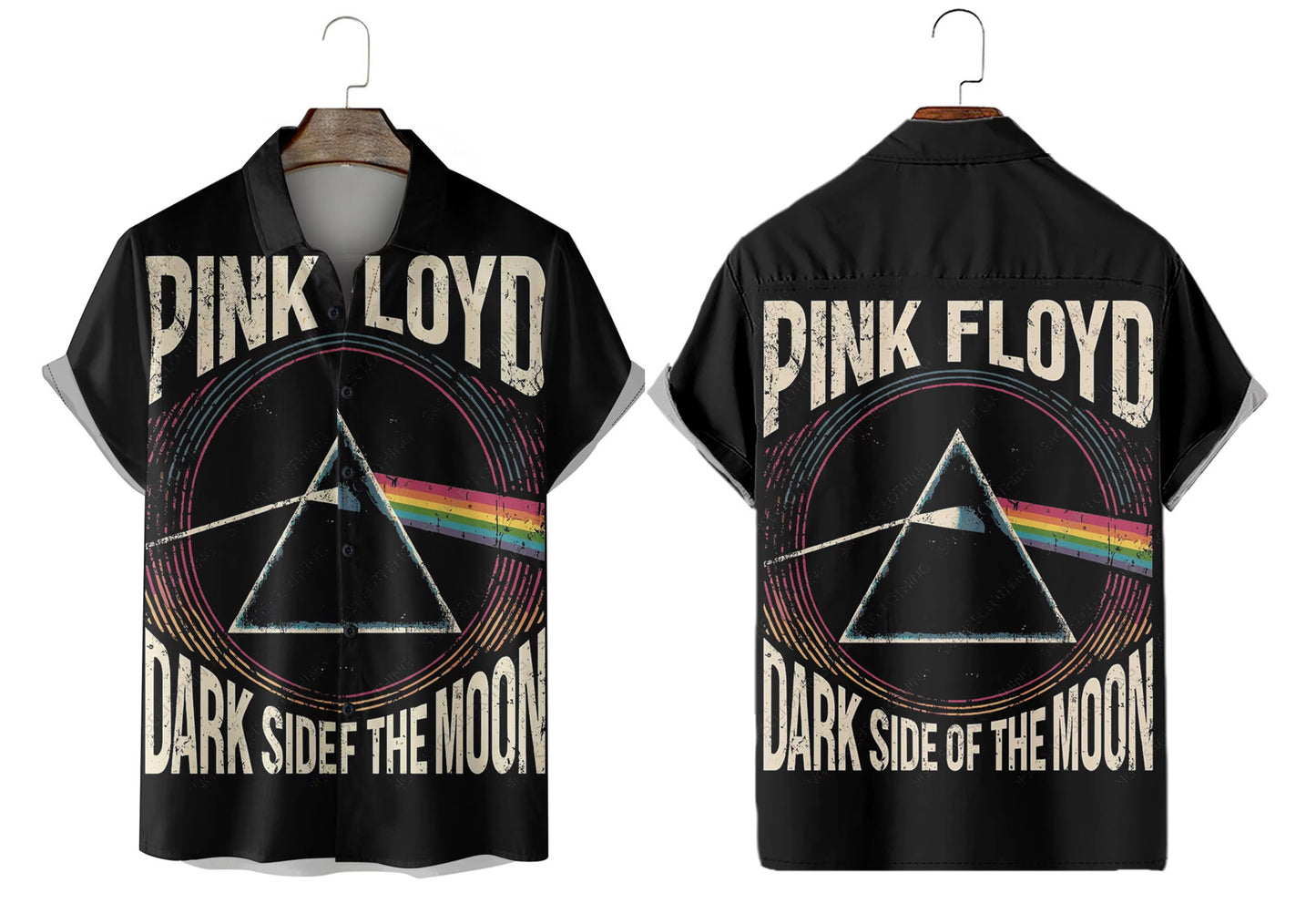 🌌 Pink Floyd Button-Up – Dark Side of the Moon Edition