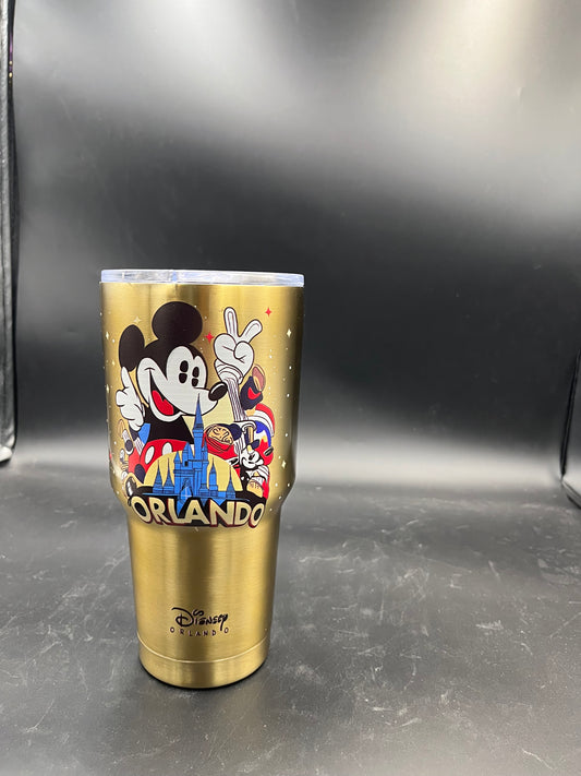 “Disney Orlando Mickey Mouse Gold-Tone Tumbler - Souvenir Edition”