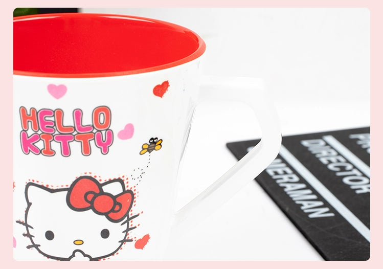 Two-Color Handle Cup Hello kitty  Porcelain mug.