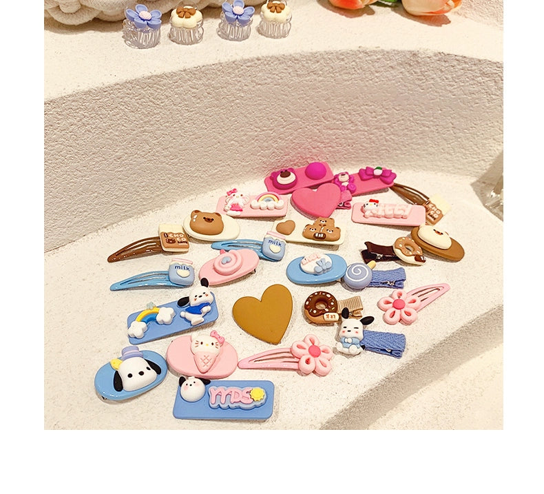 HELLO KITTY  Color Kids Cartoon Jade Rabbit Flower Dog Hairpin