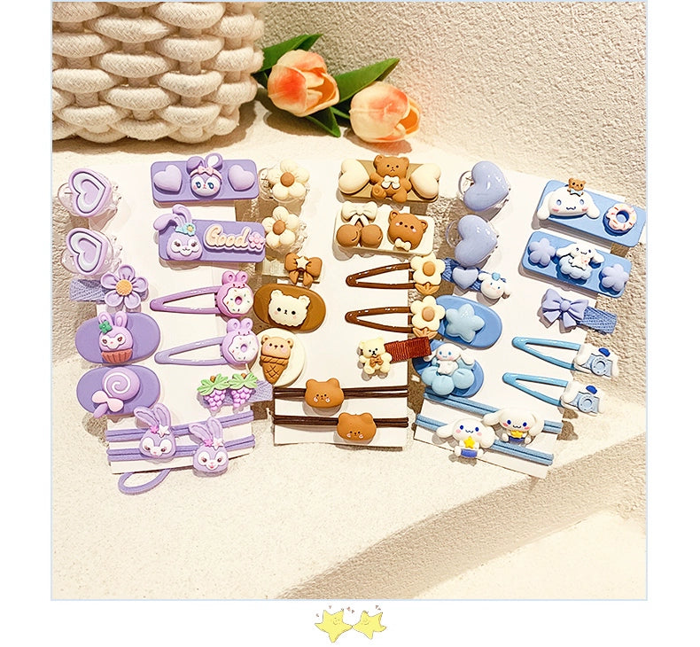 HELLO KITTY  Color Kids Cartoon Jade Rabbit Flower Dog Hairpin