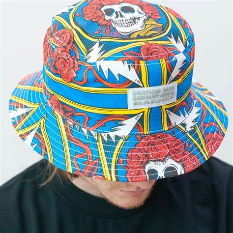 GRATFUL DEAD ⚡ Skull & Roses Psychedelic Bucket Hat – Electric Streetwear Vibes