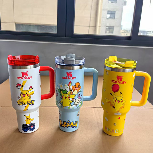 Stanley x Pokémon 40oz Quencher Tumbler Collection – Pikachu, Charmander, Squirtle & Bulbasaur Limited Edition
