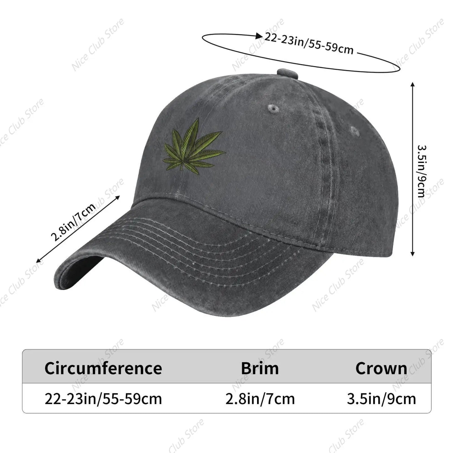 420 Cannabis Leaf Baseball Cap for Men Women Adjustable Washed Vintage Cotton