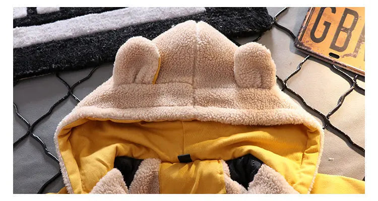 Children's Winter Coat Baby Girl Boy Mickey Mouse Cartoon Jackets 1-6Years Kids Thicken Keep Warm Hooded Outerwear Infant Clothe