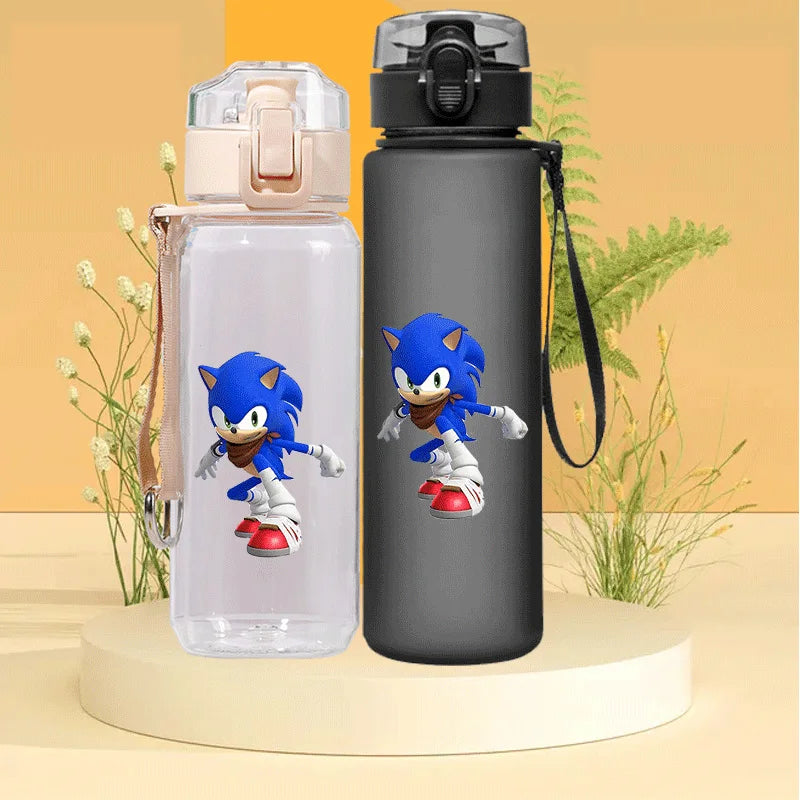 Sonic The Hedgehog Water Bottle with Time Marker Portable Reusable.