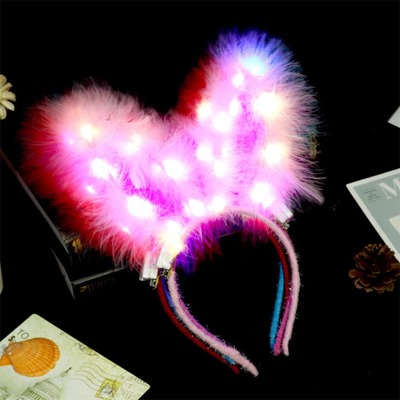 10Pcs LED Glow Cat Bunny Ear Horn Hairband Light Up Flower Rattan Headband Women Girl LED Neon Birthday Wedding Party Supplies