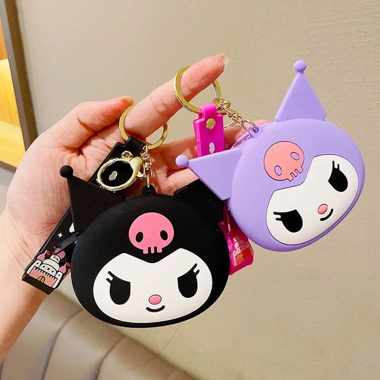 Kawaii Sanrio Hello Kitty Kuromi Silicone Coin Purse Cinnamoroll Keychain Wallet