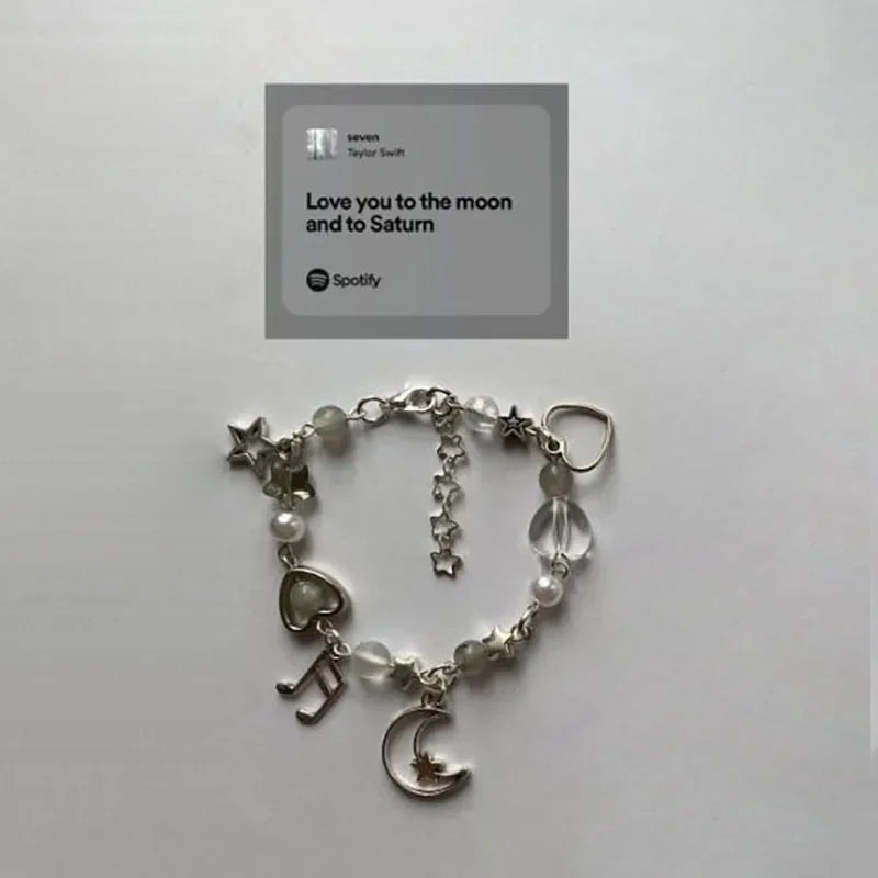 Saturn Moon charm bracelet women Handmade Taylor Swift