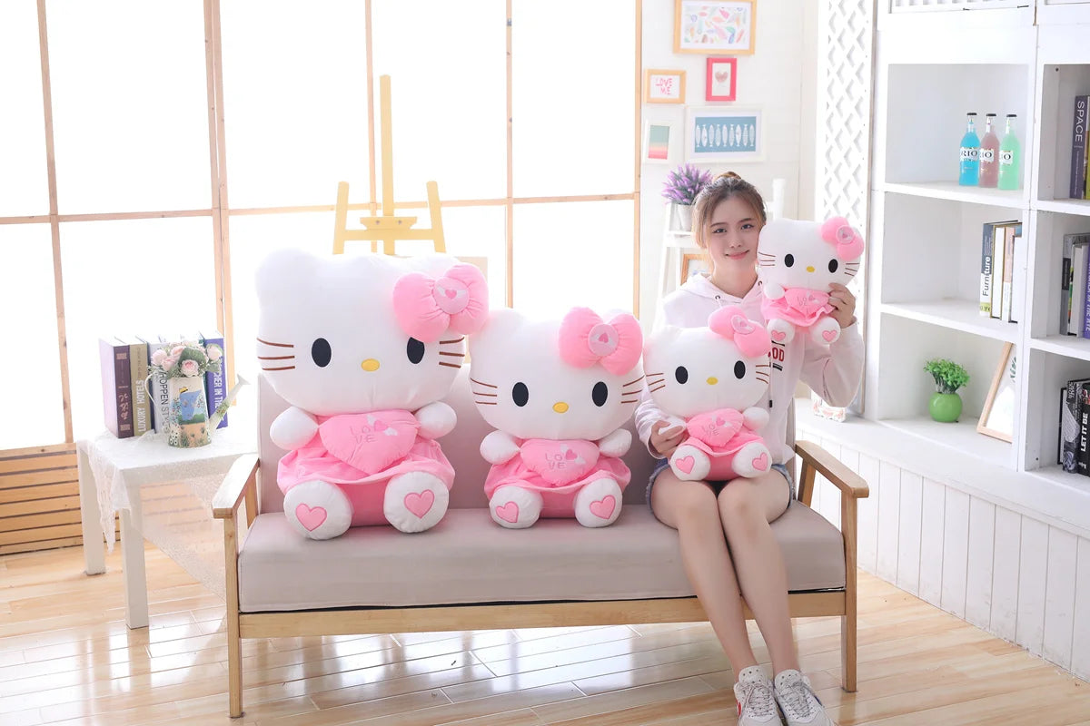 35-70cm Big Size Sanrio Hello Kitty Plush Toys Cute Anime Peripherals Movie KT Cat Stuffed Doll Hello Kitty Xmas Gift For Kid