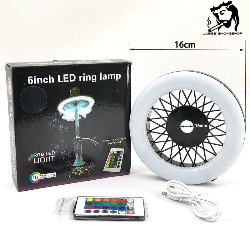 JUSES' SMOKESHOP Newest Wheel Shape Colour LED Hookah Light Display Shisha Ring Light with Remote Control Hookah Accessories