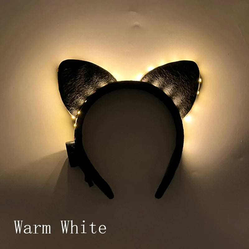 Cartoon LED Mouse Ears Headband for Boys and Girls Birthday Party Black Headwear Costume Cosplay Decoration Flashing Hairband